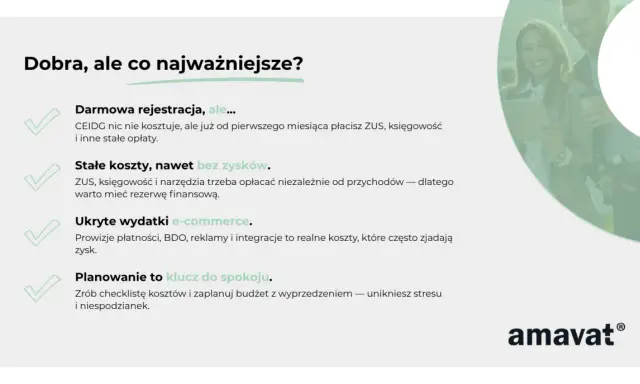 Dobra, ale co najważniejsze? Pamiętaj, że składka ZUS dla jednoosobowej firmy to stały koszt, niezależnie od zysków.