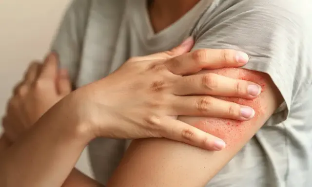 Ręka z zaczerwienioną, swędzącą wysypką. Szukamy skutecznego pokrzywka leczenie domowe.