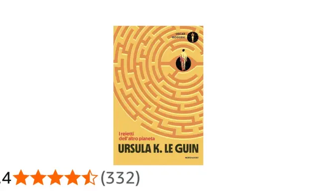 Copertina del libro "I reietti dell'altro pianeta" di Ursula K. Le Guin, con un uomo al centro di un labirinto giallo.
