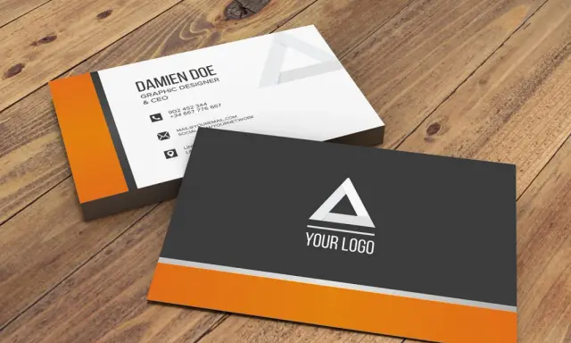 Dwa rodzaje wizytówek: jedna z danymi grafika, druga z miejscem na logo.
