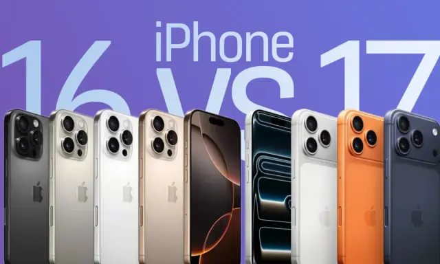 Rząd iPhone'ów w różnych kolorach, od szarego po pomarańczowy i granatowy. Czy to już najnowszy iPhone 17, czy jeszcze 16?