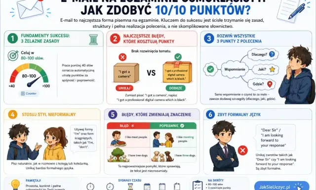 Jak napisać wiadomość do nauczyciela na egzaminie ósmoklasisty? Poradnik: celuj w 80-100 słów, rozwijaj punkty, stosuj styl nieformalny, unikaj błędów i zbyt formalnego języka.