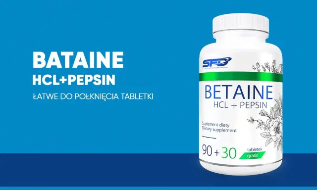 Betaina HCL+Pepsin - suplement diety w łatwych do połknięcia tabletkach. Dowiedz się, betaina co to jest i jak działa.