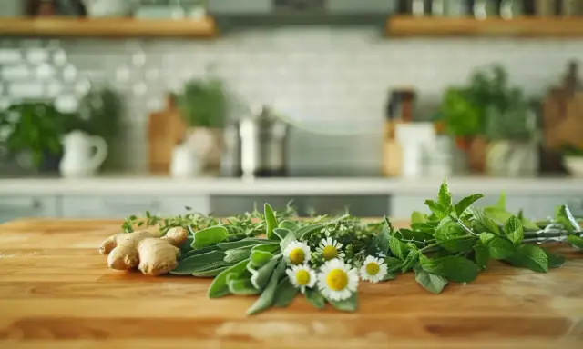 Imbir, szałwia, mięta i rumianek – naturalne zioła na gardło. W kuchni przygotowujemy domowe lekarstwa.