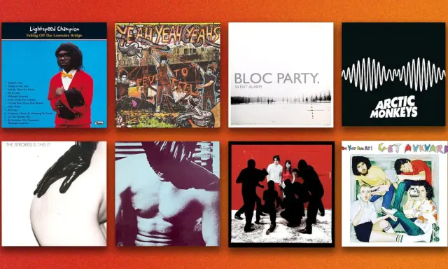 Huit pochettes d'albums iconiques, de Bloc Party à Arctic Monkeys, un véritable battage médiatique pour ces classiques du rock indépendant.