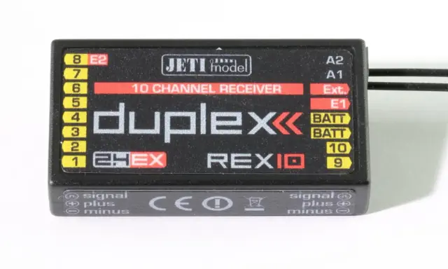Jeti Rex 10: 10-Kanal-Empfänger mit Duplex-Technologie, ideal für Modellbau.