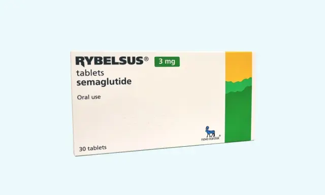 Opakowanie Rybelsus 3 mg, tabletek z semaglutydem, stosowanych doustnie. To lek na receptę, który może wspierać proces odchudzania.