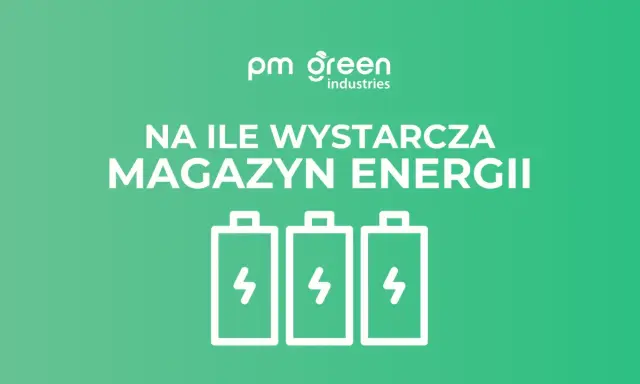 Na ile wystarcza magazyn energii 5 kW? Grafika z trzema ikonami baterii symbolizuje pytanie o pojemność magazynu energii.