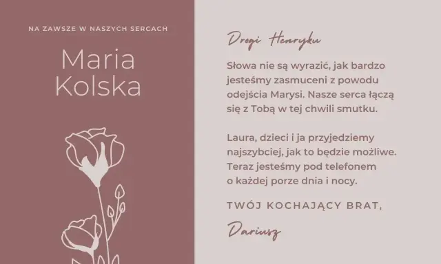 Na pogrzebie Marysi, Dariusz pisze do Henryka: "Słowa nie są wyrazić, jak bardzo jesteśmy zasmuceni z powodu odejścia Marysi.