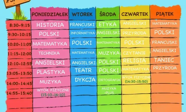 Plan lekcji klasy 4. W czwartek po polskim i religii jest matematyka.