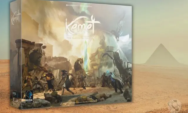 Gra planszowa Kemet: The Gates of Thonis, z motywami starożytnego Egiptu i walki. Egmont dodruki.