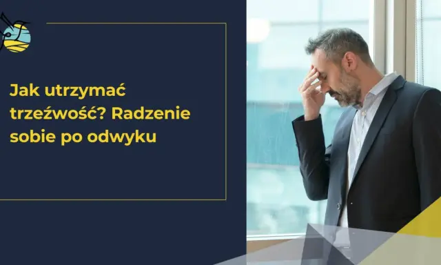 Mężczyzna z ręką na czole, symbolizujący trudności w utrzymaniu trzeźwości po terapii alkoholowej.