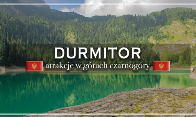 Jezioro w Durmitor National Park, Czarnogóra. Woda odbija gęsty las i skaliste zbocza.