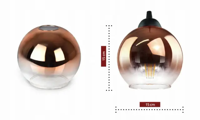 Elegancka lampa miedziana kula z efektem ombre, idealna do nowoczesnych wnętrz.
