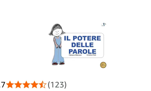 Una bambina sorride accanto al titolo "Il Potere delle Parole". Un libro che, una volta sola, può cambiare la prospettiva.
