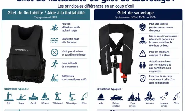 Comparaison entre gilet de flottabilité et gilet de sauvetage. Lequel choisir pour votre sécurité nautique ?