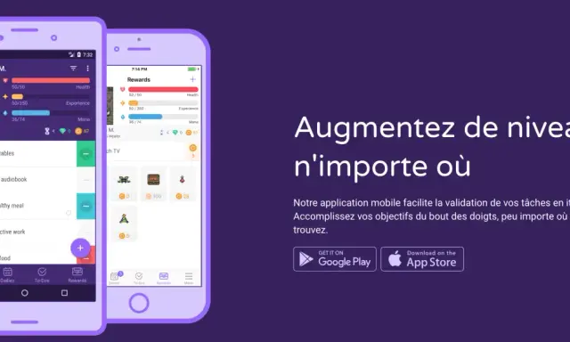 Application pour organiser sa journée gratuite. Gérez vos tâches, gagnez des récompenses et progressez dans votre vie comme dans un jeu.