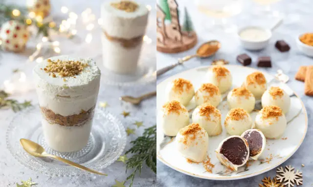 Délicieux dessert nouvel an facile : verrine crémeuse et truffes blanches au chocolat, parfaits pour les fêtes.