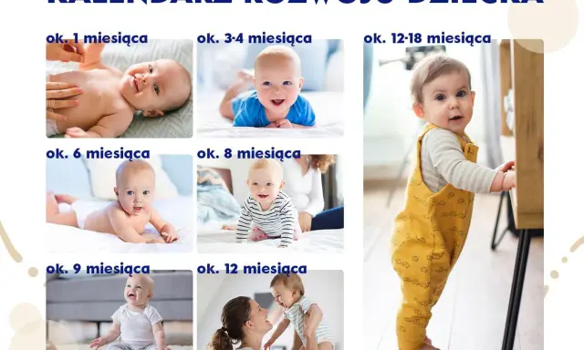 Kolejne etapy rozwoju dziecka: od noworodka do raczkującego malucha. Każdy 8 skok rozwojowy to nowe umiejętności.
