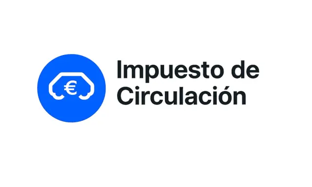 Logo con un círculo azul que contiene un coche estilizado con un símbolo de euro. A la derecha, el texto "Impuesto de Circulación".