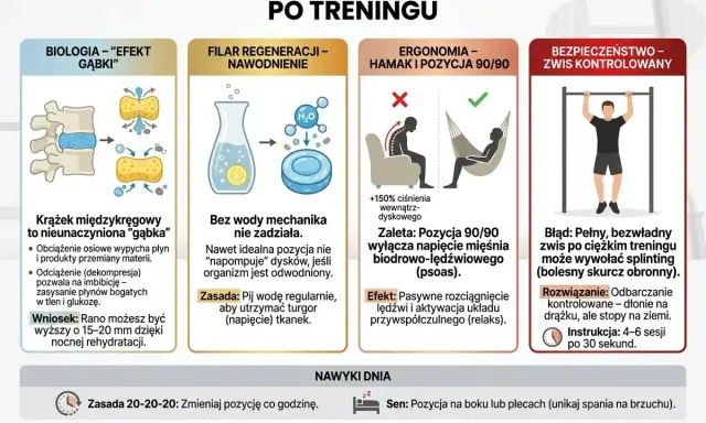Jak się nawodnić? Pij wodę regularnie, by utrzymać napięcie tkanek. Krążki międzykręgowe to gąbki, które potrzebują wody do regeneracji.