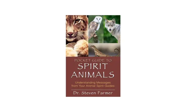 Okładka książki "Pocket Guide to Spirit Animals" z wizerunkami zwierząt mocy: rysia, sowy, wilka i jaszczurki.