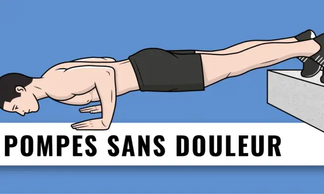 Un homme fait des pompes surélevées, les pieds sur un bloc. Apprenez comment faire des pompes sans douleur pour un entraînement efficace.