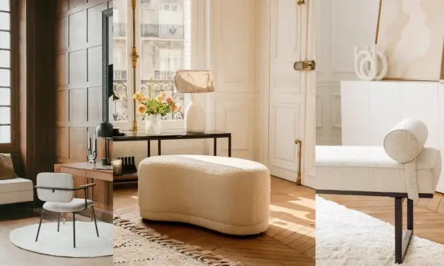 Comode poltrone al posto del divano, in un elegante salotto con parquet e grandi finestre.