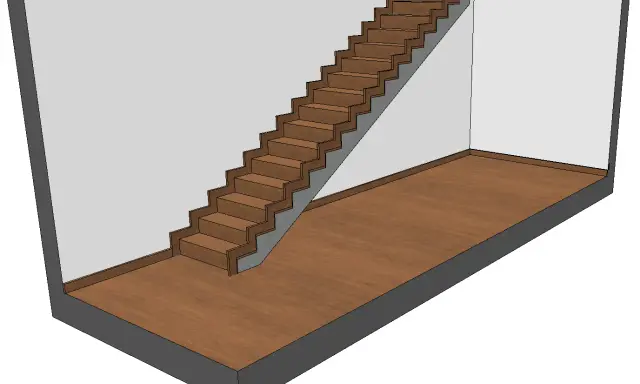 Escalier en bois avec une plinthe intégrée, une idée moderne pour un intérieur.