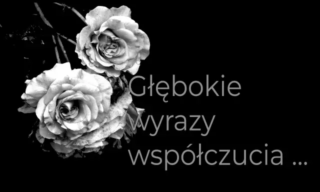 Dwie róże na czarnym tle. Napis: "Głębokie wyrazy współczucia...". Jak złożyć kondolencje przez telefon, gdy słowa są trudne.