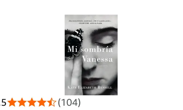 Okładka książki "Mi sombría Vanessa" z motylem na twarzy. Historia o mrocznej Vanessie.