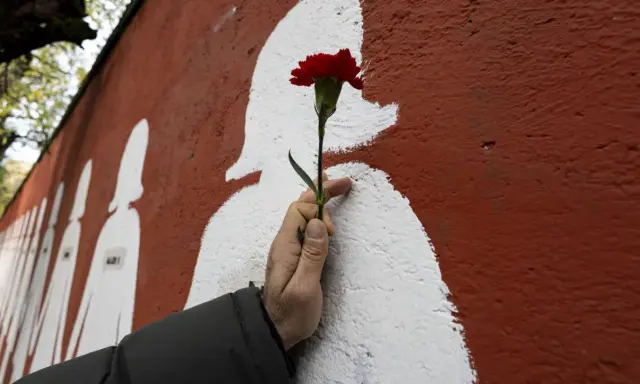 Un fiore rosso su un muro con sagome bianche, un omaggio alle vittime di femminicidio, cause psicologiche da affrontare.