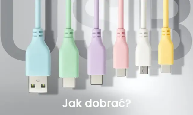 Kolorowe kable USB, każdy z innym złączem. Jak dobrać odpowiedni?