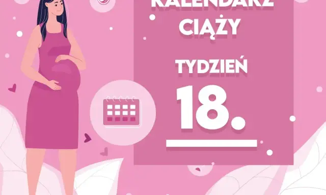 Kobieta w 18 tygodniu ciąży, czyli w 5. miesiącu. Kalendarz ciąży.