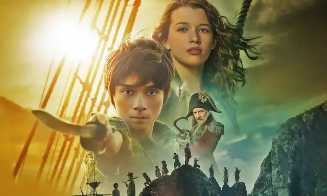 Peter Pan e Wendy, con Capitan Uncino e i Bimbi Perduti, pronti per un'avventura sull'Isola che non c'è.