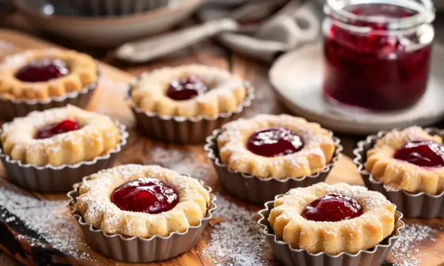 Små hallongrottor med sylt, perfekt för fikat. Ett enkelt hallongrottor recept för alla.