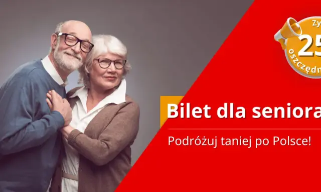Uśmiechnięci seniorzy cieszą się zniżką 25% na bilet dla seniora PKP. Podróżuj taniej po Polsce!