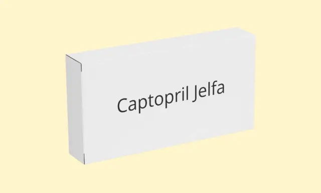 Opakowanie leku Captopril Jelfa. Stosowany w leczeniu nadciśnienia tętniczego i niewydolności serca.