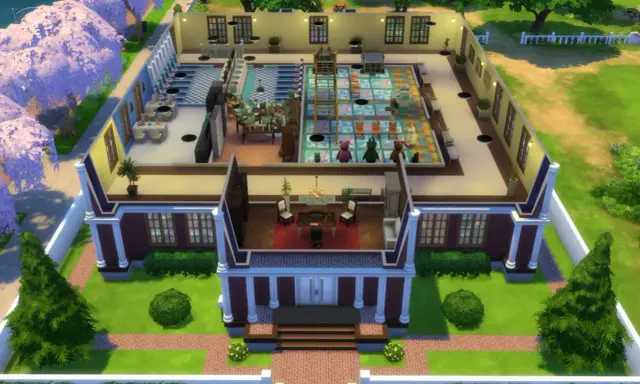 Willa z The Sims 4, pełna kolorowych pokoi i uroczych pluszaków, idealna do pokazania najlepszych modów do The Sims 4.