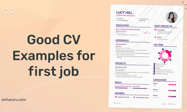 Przykładowy szablon CV z sekcjami: dane kontaktowe, wykształcenie, doświadczenie, projekty, umiejętności, nagrody.