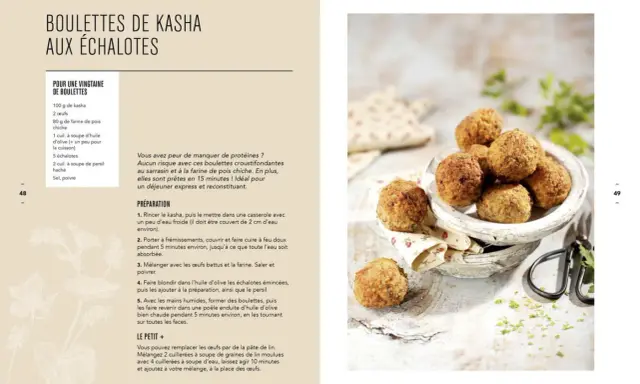 Boulettes croustillantes de sarrasin et farine de pois chiche, idéales pour un déjeuner express. La farine de sarrasin apporte une valeur nutritionnelle intéressante.