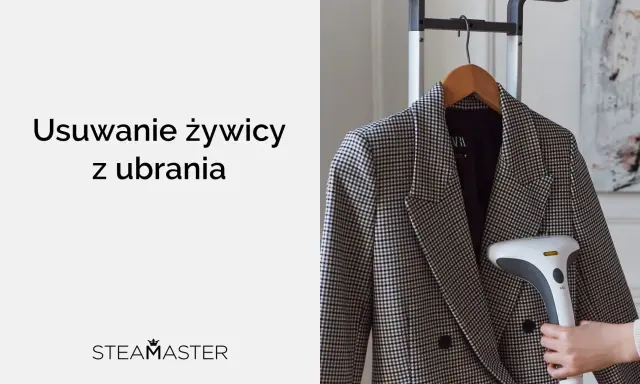 Jak usunąć żywicę z ubrania? Parownica Steam Master pomoże odświeżyć marynarkę.