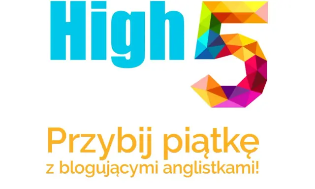 High 5" z kolorową cyfrą 5. Przybij piątkę z blogującymi anglistkami! Świetne gry do nauki angielskiego.