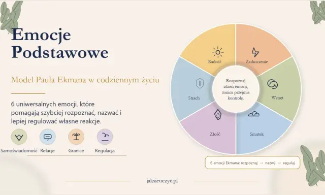 Model Ekmana: rozpoznaj rdzeń emocji, zanim przejmie kontrolę. 6 uniwersalnych emocji pomaga lepiej regulować własne reakcje.
