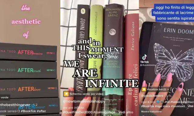 Una pila di libri young adults, tra cui la serie "After" e "Fabbricante di lacrime", ispira storie infinite.