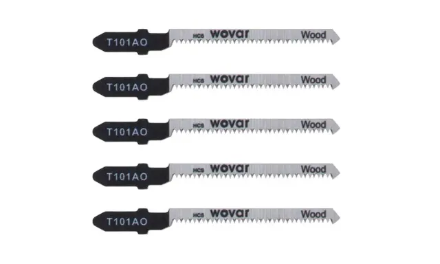 Cinco hojas de sierra de calar T101AO para madera, con dientes finos y marca Wovar.