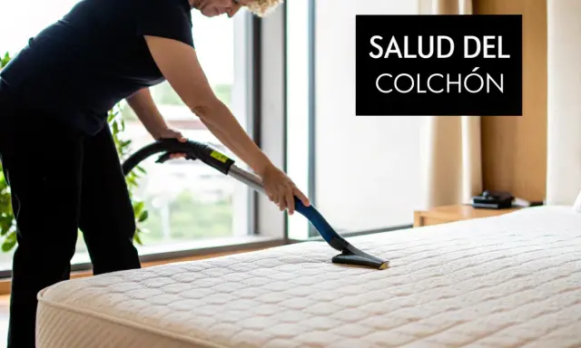 Mujer aspira colchón para eliminar olores. ¡Adiós a ese mi colchón huele mal! Salud del colchón.