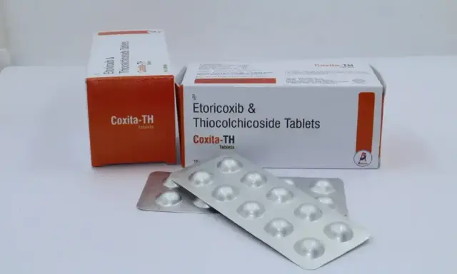Coxita-TH 60 mg to lek na receptę, który pomaga w łagodzeniu bólu i stanów zapalnych. Zawiera etoricoxib i thiocolchicoside.