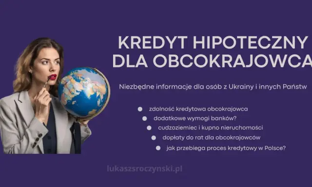 Kobieta z globusem zastanawia się nad kredytem hipotecznym dla obcokrajowca. Informacje o zdolności kredytowej i wymogach bankowych.