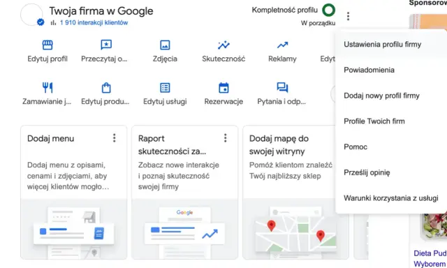 Zarządzaj swoją firmą w Google. Zobacz statystyki, edytuj profil, dodaj menu i zdjęcia, aby przyciągnąć więcej klientów.